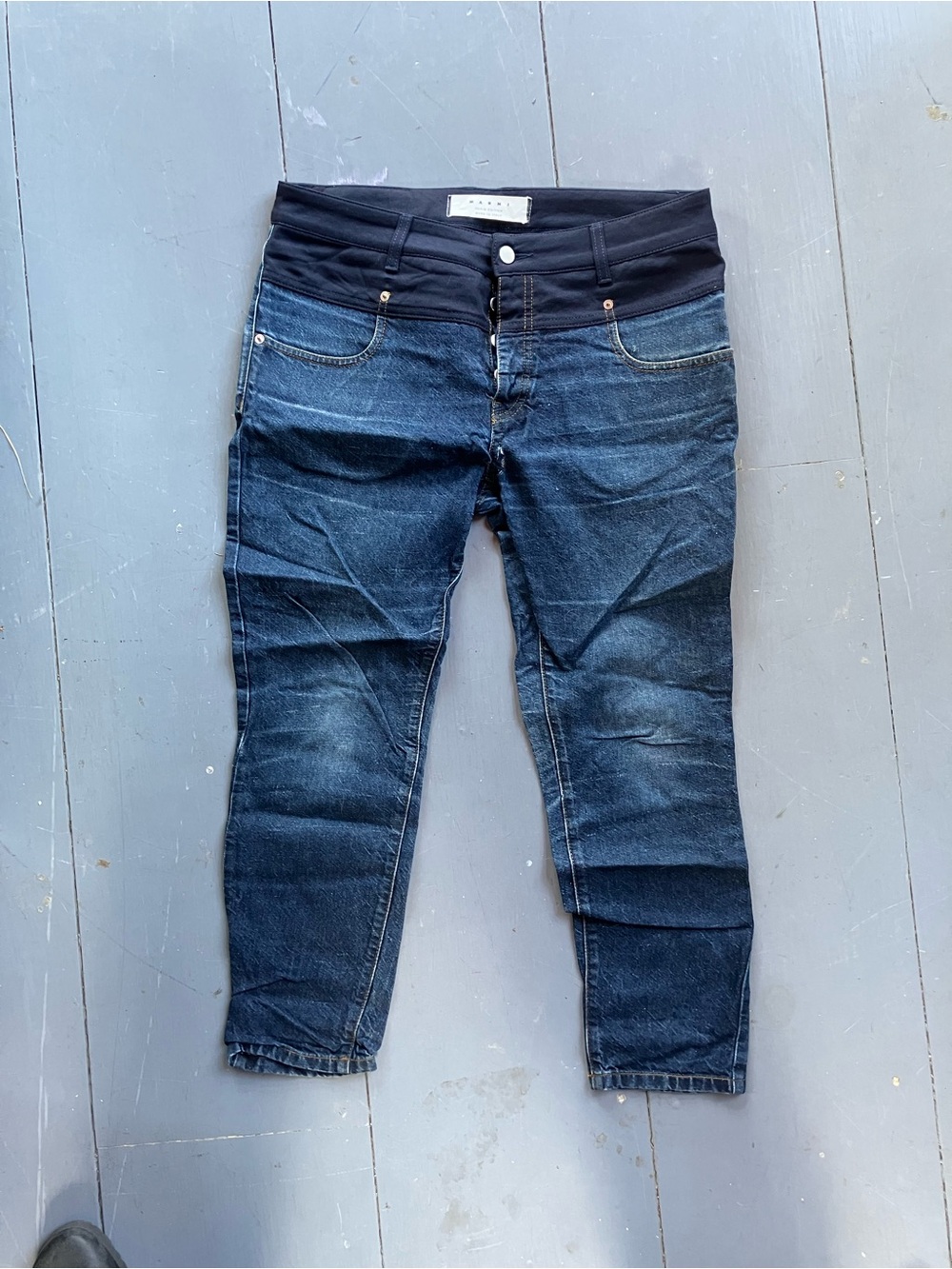Marni Dark Blue Skinny Jeans with Black Stretch Waistband